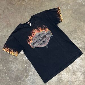 Vintage Harley Davidson Chrome Flames Fire T Shirt Men’s Medium Rare
